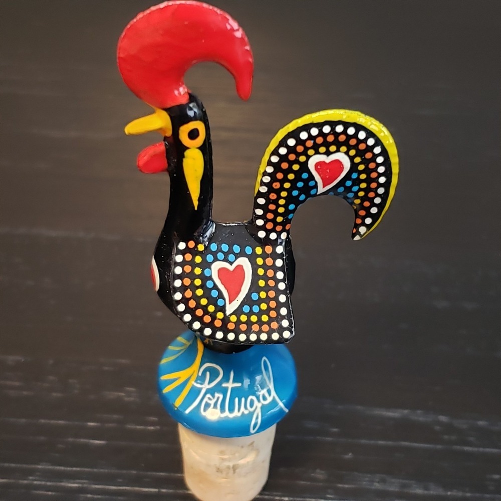 Rooster of Barcelos Hand Painted Wine Bottle Cork Stopper Portugal - Picture 4 of 6